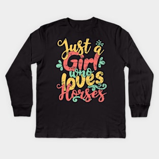 Just A Girl Who Loves Horses Gift graphic Kids Long Sleeve T-Shirt